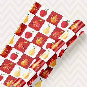 Papier Cadeau Pommes et poires Agricoles Marché Style Pays