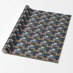 Papier Cadeau Poodle Chiens Citrouille Halloween drôle