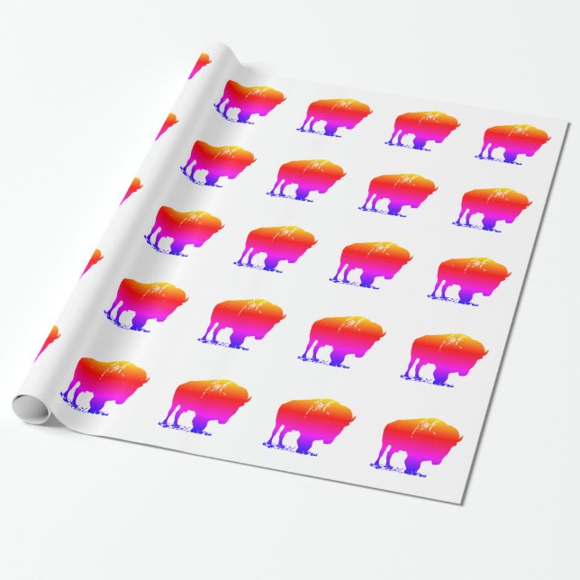 Papier Cadeau Pop Art Bison Buffalo (Déroulé)