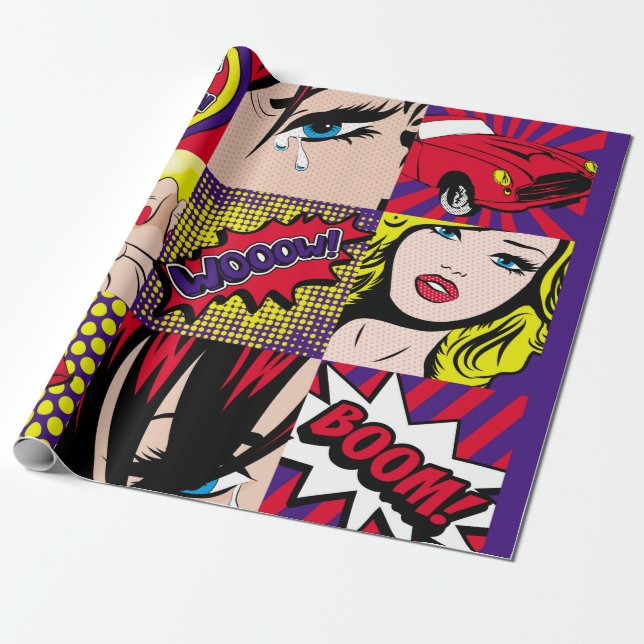 Papier Cadeau Pop art Card Illustration art, pop, beau, comique, (Déroulé)
