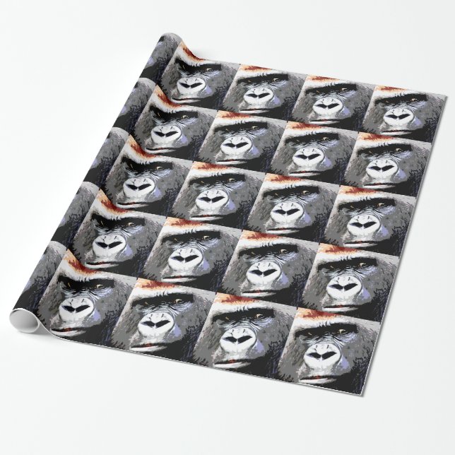 Papier Cadeau Pop Art Gorilla Visage Papier d'enveloppement de N (Déroulé)