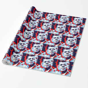 Papier Cadeau Pop Art JFK John F. Kennedy Red Blue