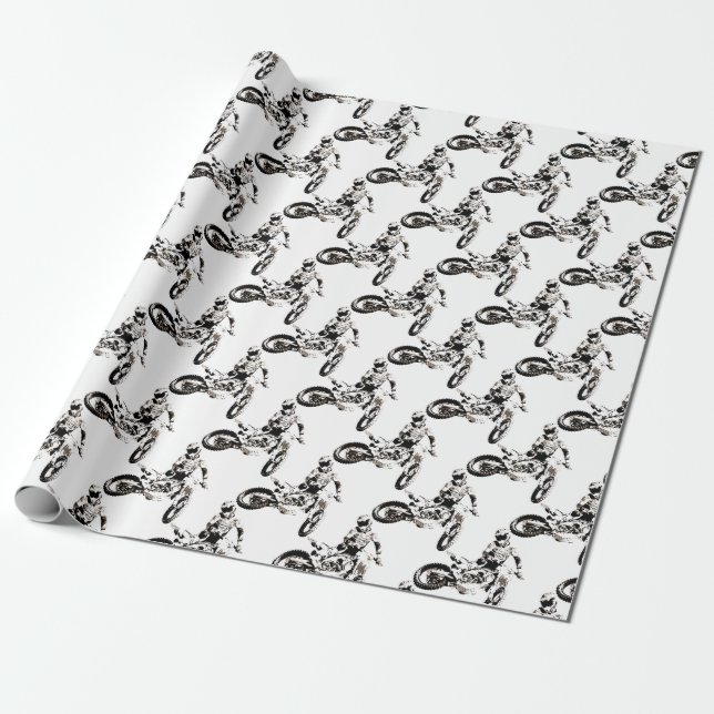 Papier Cadeau Pop Art Motocross Motorcyle Sport (Déroulé)