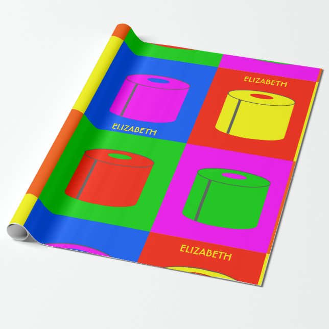 Papier Cadeau Pop Art Retro Psychedelic Toilet Papier Vibrant (Déroulé)