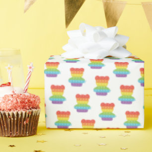 Papier Cadeau Pop It !   Anniversaire arc-en-ciel