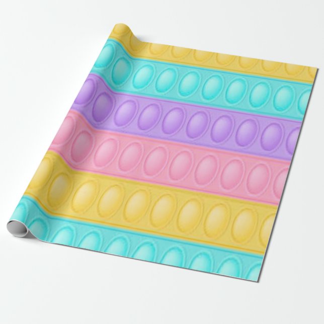 Papier Cadeau Pop it Pastel Rainbow Girl Anniversaire (Déroulé)