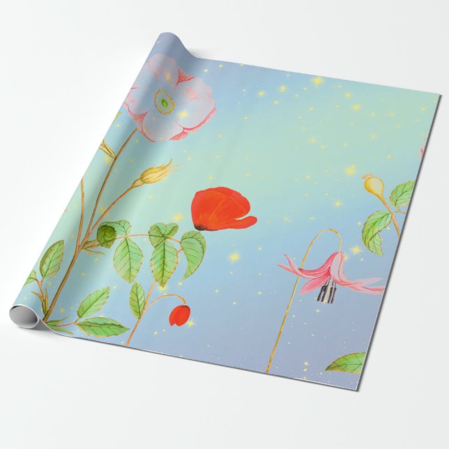Papier Cadeau POPIES DANS UN Papier À RETOMBANT (Déroulé)