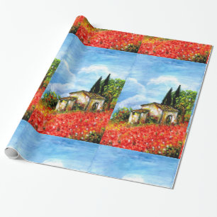 PAPIER CADEAU POPIES EN TOSCANE