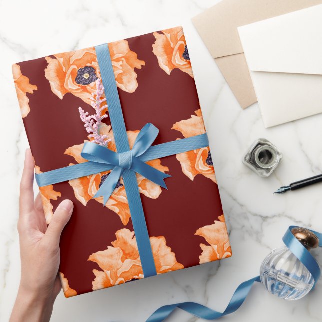 Papier Cadeau Poppies Bordo (Cadeaux)