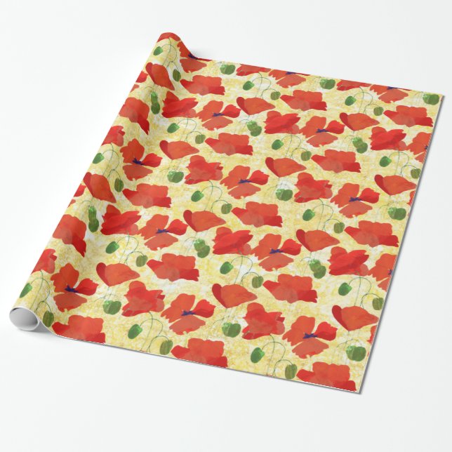 Papier Cadeau Poppies de champs d'araignées sur l'Arrière - plan (Déroulé)