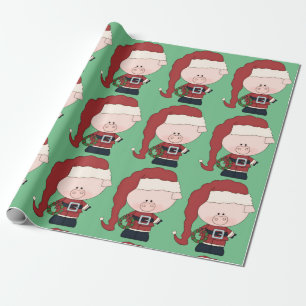 Papier Cadeau Porc Claus de Père Noël