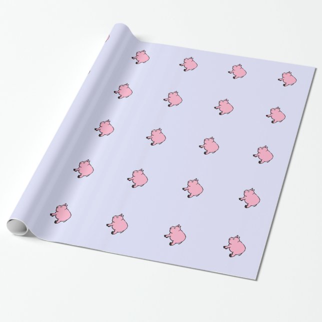 Papier Cadeau Porc rose, papier d'emballage, 30" x 6' (Déroulé)