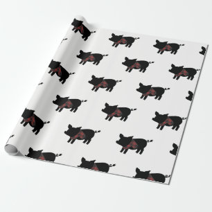Papier Cadeau Porc rouge de plaid de Buffalo avec l'écharpe