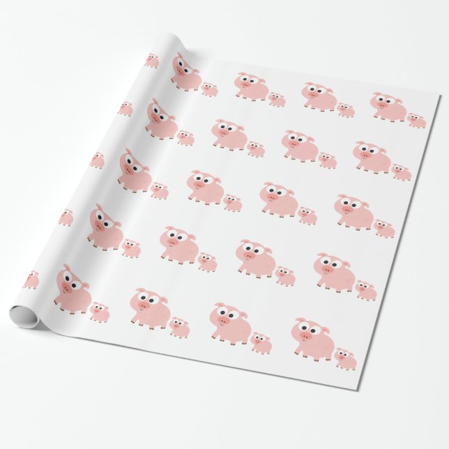 Papier Cadeau Porcs roses mignons (Déroulé)