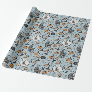 Papier Cadeau Porte-bébé bleu goth personnalisé Halloween