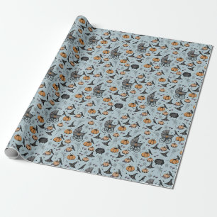 Papier Cadeau Porte-bébé bleu Halloween
