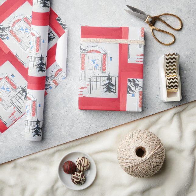 Papier Cadeau Porte de vacances Rouge (Artisanat)