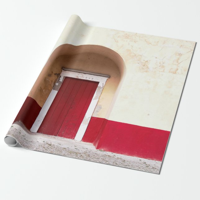 PAPIER CADEAU PORTE EN BOIS ROUGE (Déroulé)