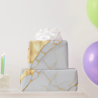 Papier Cadeau Porte en marbre blanc et or