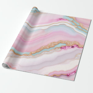 Papier Cadeau Porte rose clair Marbre Collection tendance
