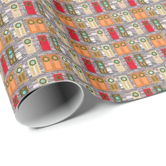 Papier Cadeau Portes de Noël (Coin rond)