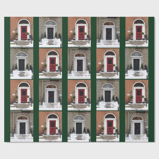 Papier Cadeau Portes géorgiennes d'hiver (Plat)