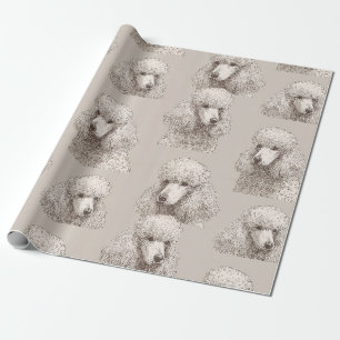 Papier Cadeau Portrait de Caniche Blanc Classique