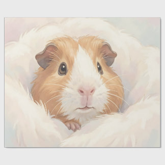 Papier Cadeau Portrait de cochon d'Inde adorable et duveteux