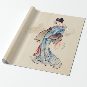 Papier Cadeau Portrait de femme en pied par Katsushika Hokusai