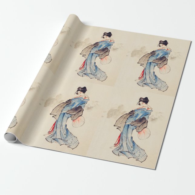 Papier Cadeau Portrait de la femme de Katsushika Hokusai (Déroulé)