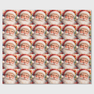 Papier Cadeau Portrait de Père Noël de Noël joyeux 