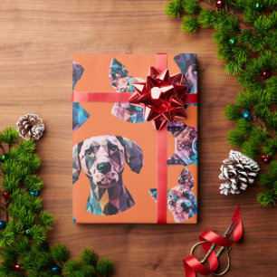 Papier Cadeau Portraits géométriques de chiens sur Arrière - pla