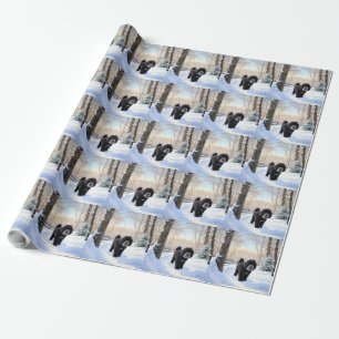 Papier Cadeau Portugais Water Dog Laisser neiger Noël