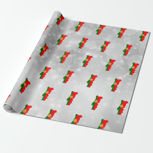 Papier Cadeau Portugal - Carte du drapeau portugais (Déroulé)