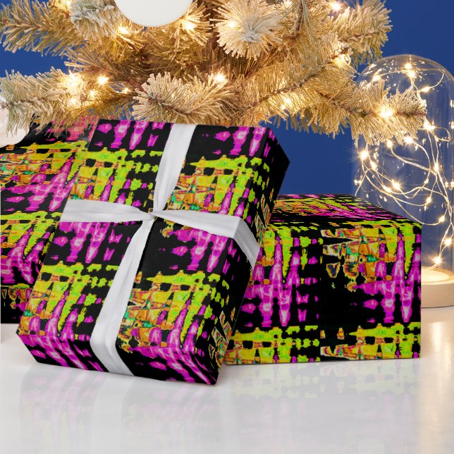Papier Cadeau Poster d'art Abstrait Neon Glitch Imprimer (Vacances)