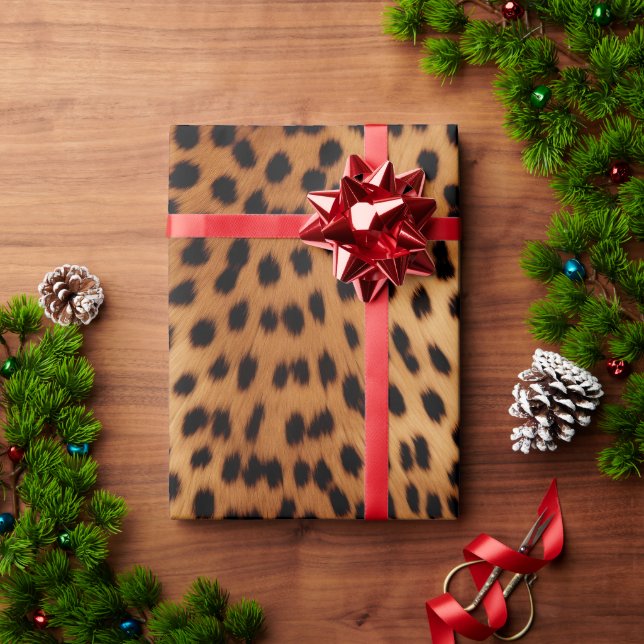 Papier Cadeau Poster de animal Cheetah Brown et noir (Cadeau de vacances)