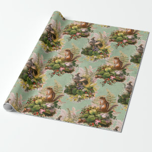 Papier Cadeau Poster de animal, Chipmunks & Bird Gift, Amoureux 