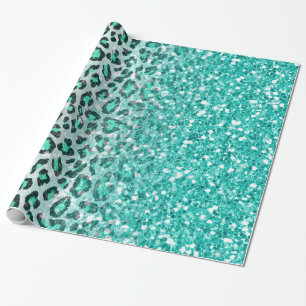 Papier Cadeau poster de animal de léopard vert d'eau d'été tenda