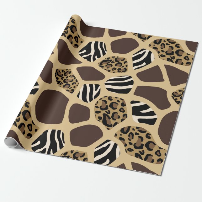 Papier Cadeau Poster de animal de style africain "Safari" envelo (Déroulé)