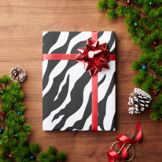 Papier Cadeau Poster de animal De Tigre Blanc Et Noir (Cadeau de vacances)