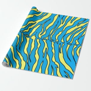 Papier Cadeau Poster de animal De Tigre Jaune Et Turquoise