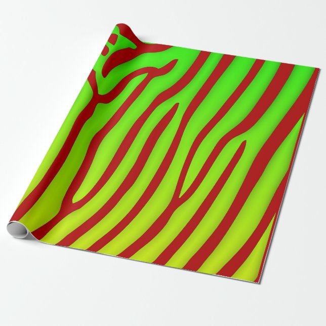 Papier Cadeau Poster de animal des rayures rouges et citron vert (Déroulé)