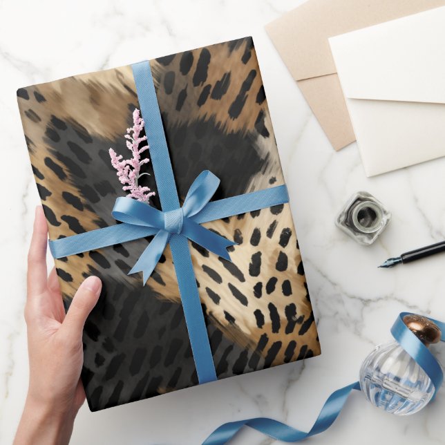 Papier Cadeau Poster de animal Leopard Black Gold Cream (Cadeaux)