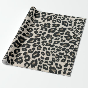 Papier Cadeau Poster de animal léopard noir gris