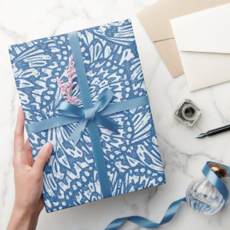 Papier Cadeau Poster de animal papillon Abstrait en bleu