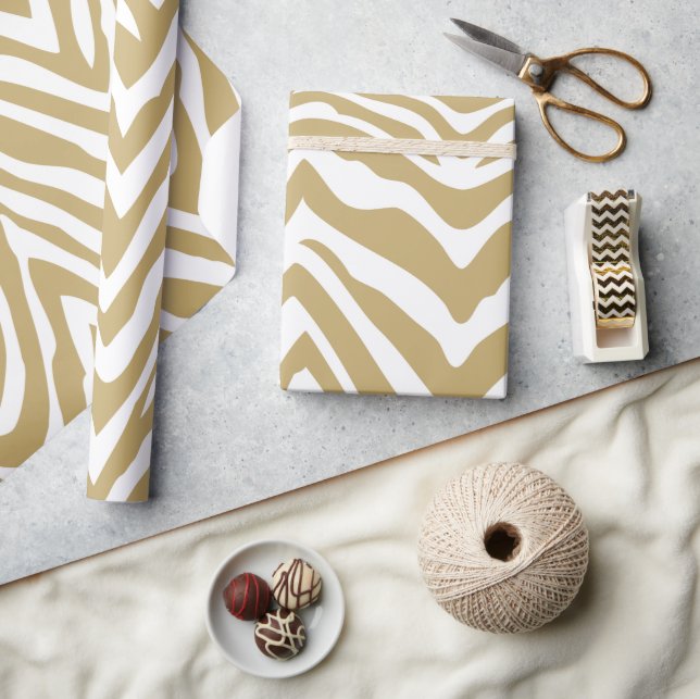 Papier Cadeau Poster de animal Zebra Or et Blanc (Artisanat)