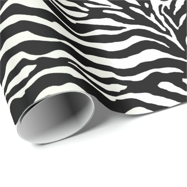 Papier Cadeau Poster de animal, Zèbre en noir et blanc (Coin rond)
