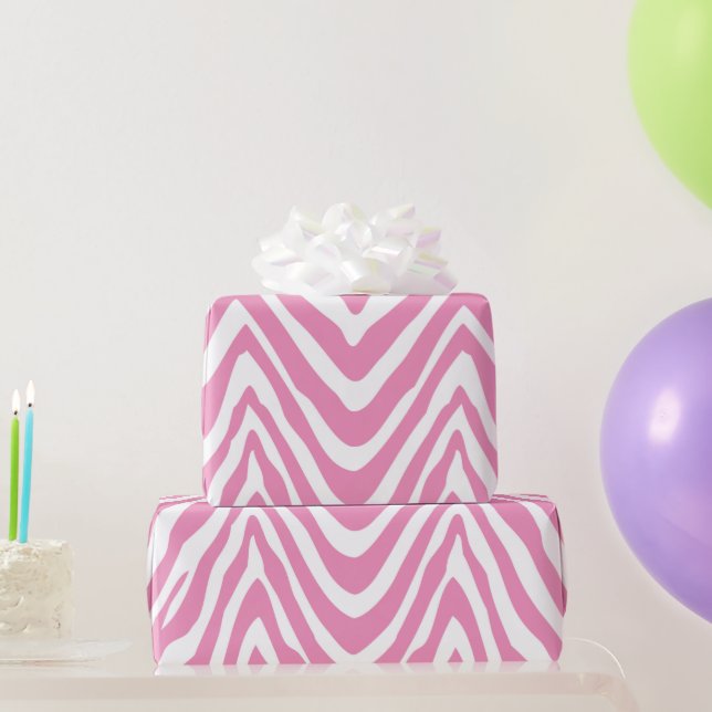Papier Cadeau Poster de animal Zèbre rose et blanc (Cadeaux de fête)