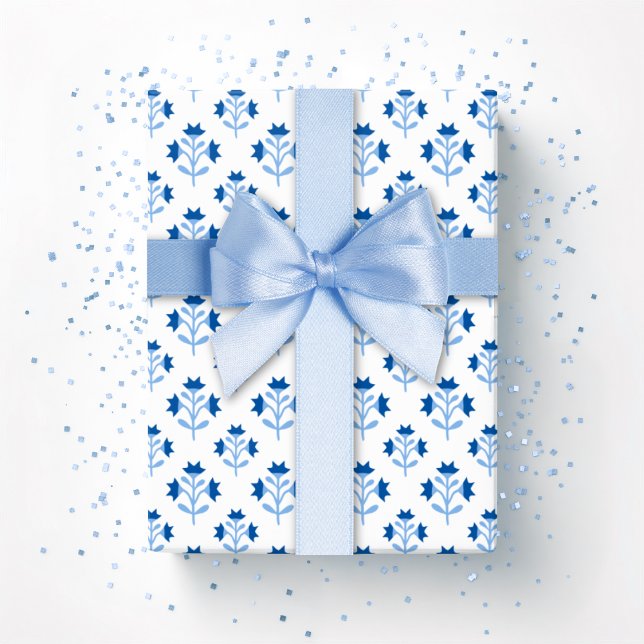 Papier Cadeau Posy Sprig in Blue Porcelain (Créateur téléchargé)