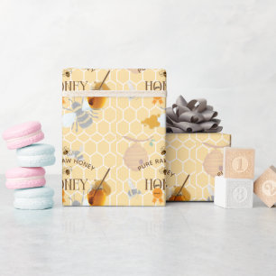 Papier Cadeau Pot de miel abeille miel ruche Apiculture